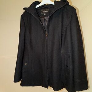 London Fog Charcoal Hooded Coat